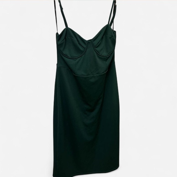 Lulus Exclusive: Dark Green Bustier Bodycon Midi Dress - Picture 4 of 5